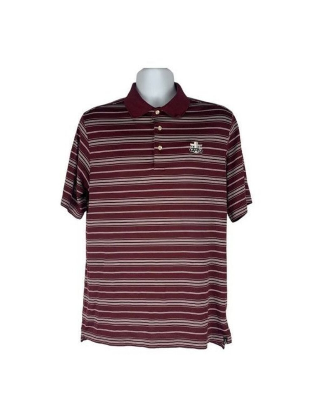 Ping Mens Striped Maroon Polo Shirt Size XL 100% Polyester Lightweight Golf Wear
